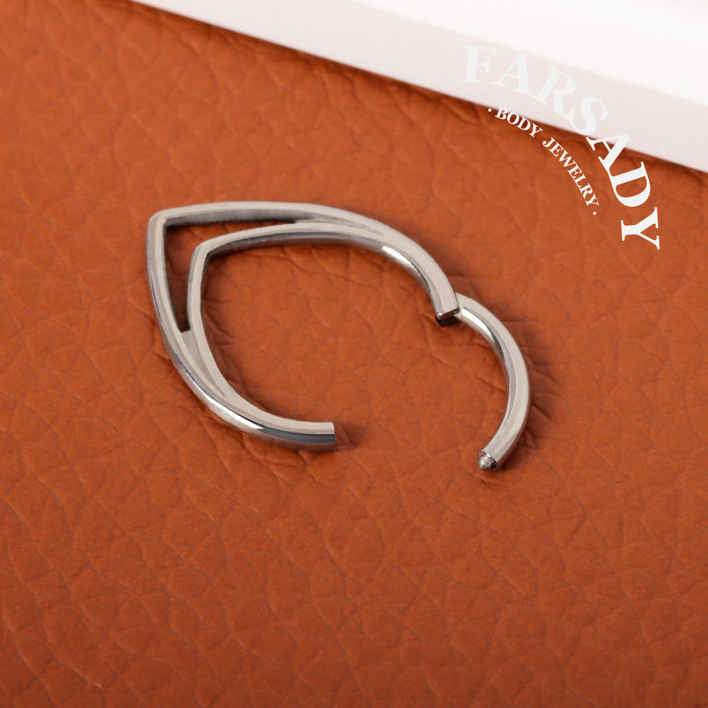 Dual Teardr - ASTM F136 Titanium Hinged Clicker Hoop / Fits 16G Septum Ring Helix Conch Cartilage Earring