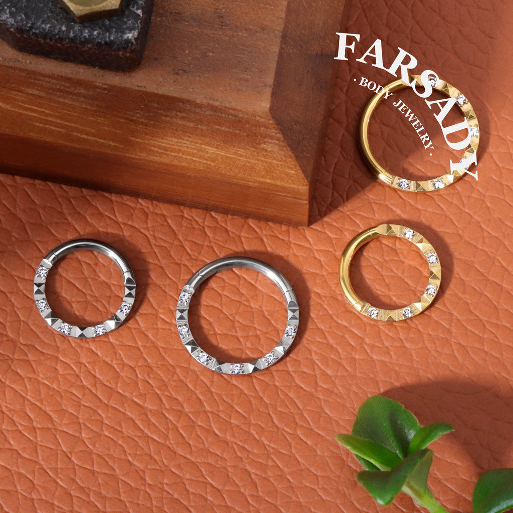 Sun Crest - ASTM F136 Titanium Hinged Clicker Hoop / Fits 16G Septum Ring Helix Conch Cartilage Earring
