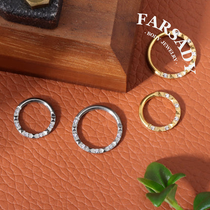 Sun Crest - ASTM F136 Titanium Hinged Clicker Hoop / Fits 16G Septum Ring Helix Conch Cartilage Earring