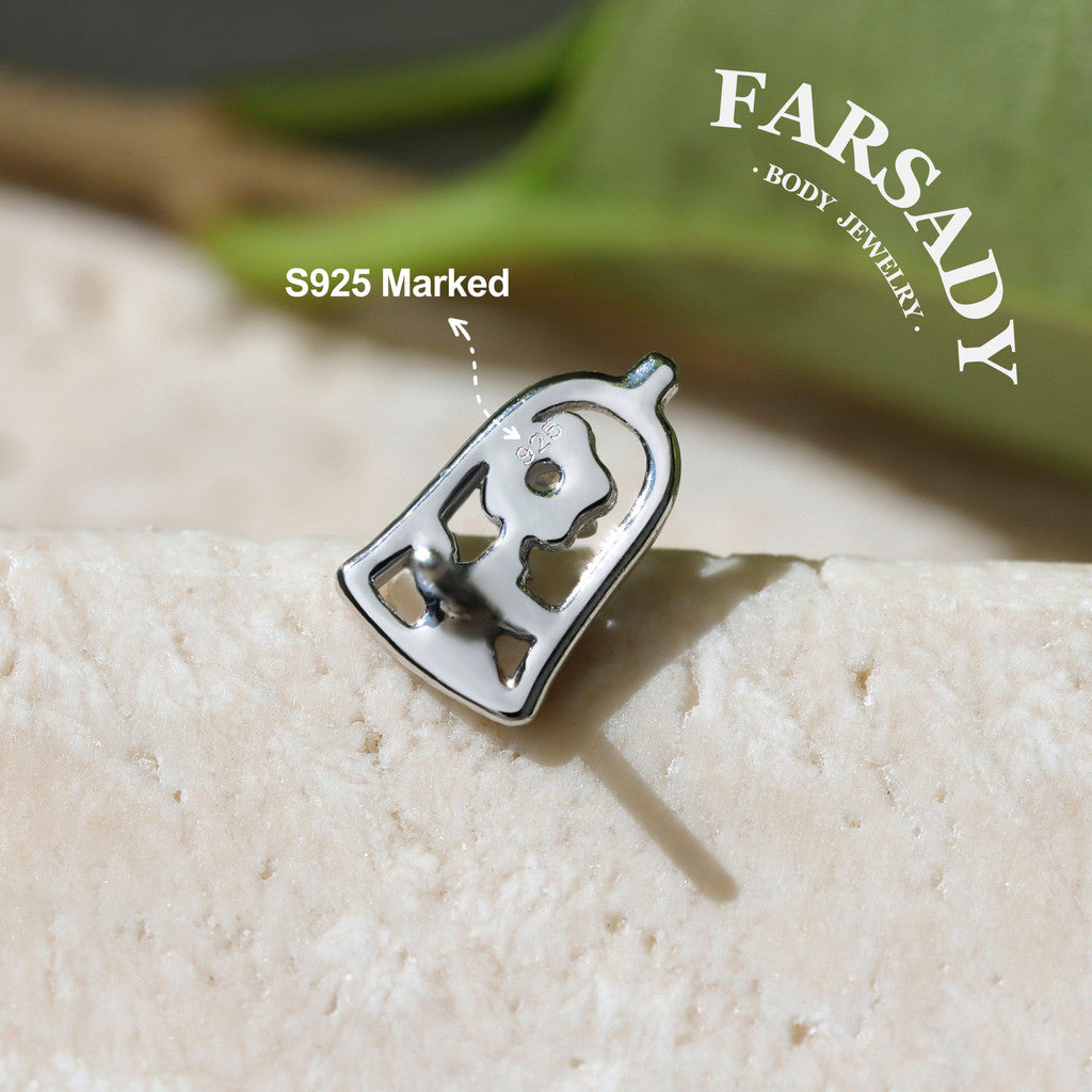 Bell Bloom - 925 Silver Threadless Stud / Fits Cartilage Helix Tragus Lobe Piercing