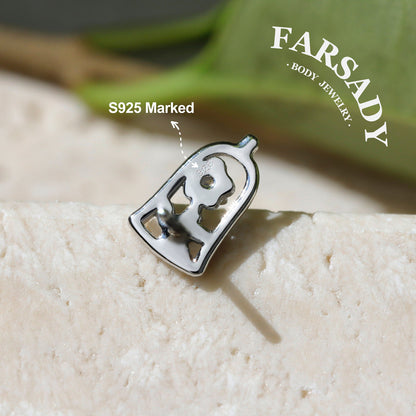 Bell Bloom - 925 Silver Threadless Stud / Fits Cartilage Helix Tragus Lobe Piercing