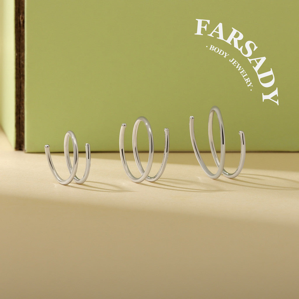 Double Wire - 925 Silver Spiral Hoop / Fit 20G Nose Ring Helix Earlobe Conch Earring