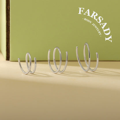 Double Wire - 925 Silver Spiral Hoop / Fit 20G Nose Ring Helix Earlobe Conch Earring