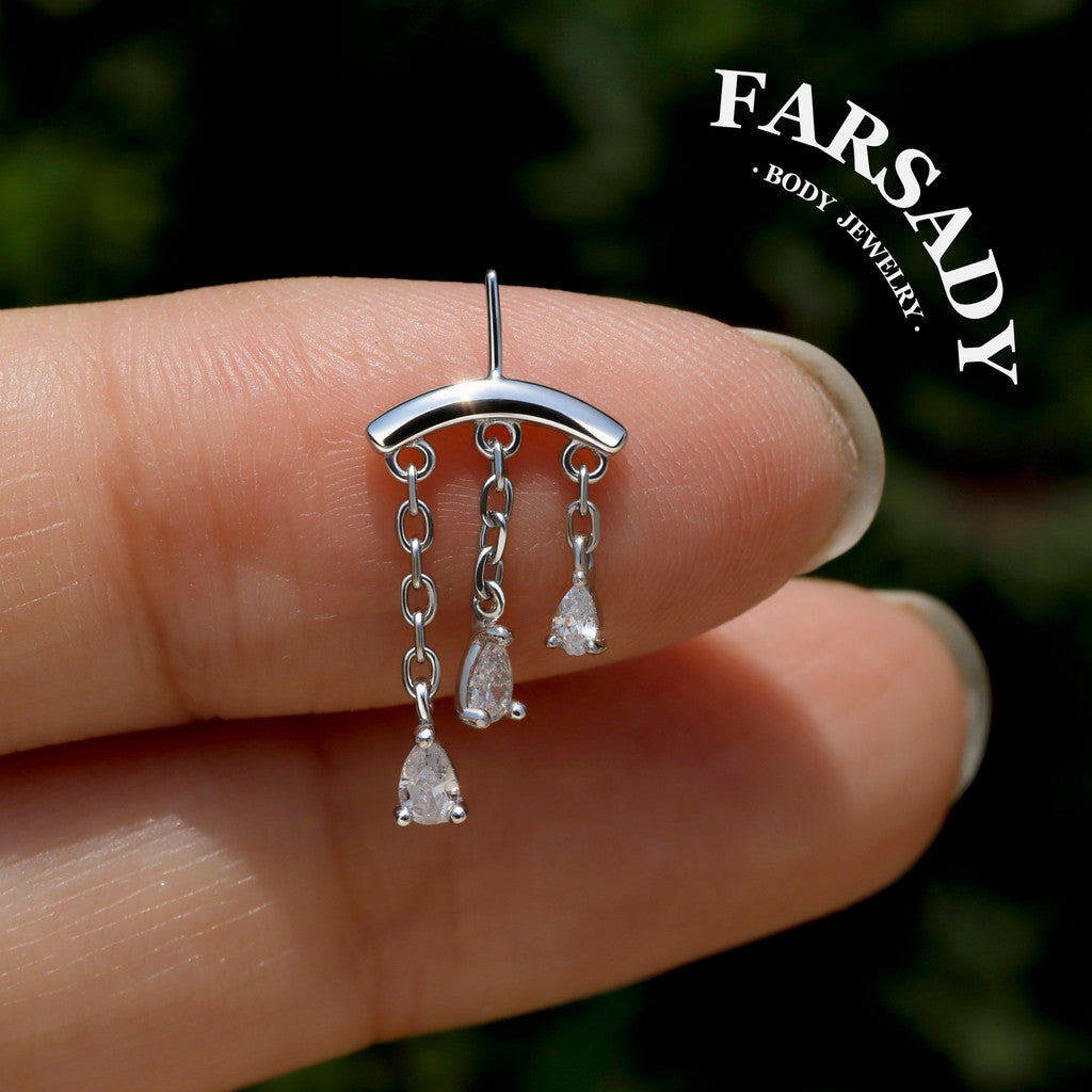 Triad Tear - Sterling Silver Push In Stud