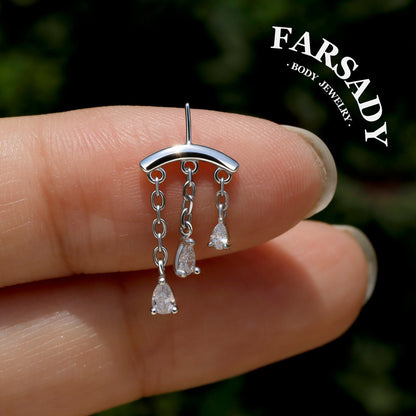 Triad Tear - Sterling Silver Push In Stud
