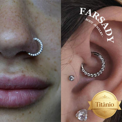 16G Titanium Zirconia Hinged Clicker Nose Earring Minimalist Sparkling CZ Multi Piercing Jewelry Septum Helix Conch Daith Rook Tragus Daily Wear With Gift Box