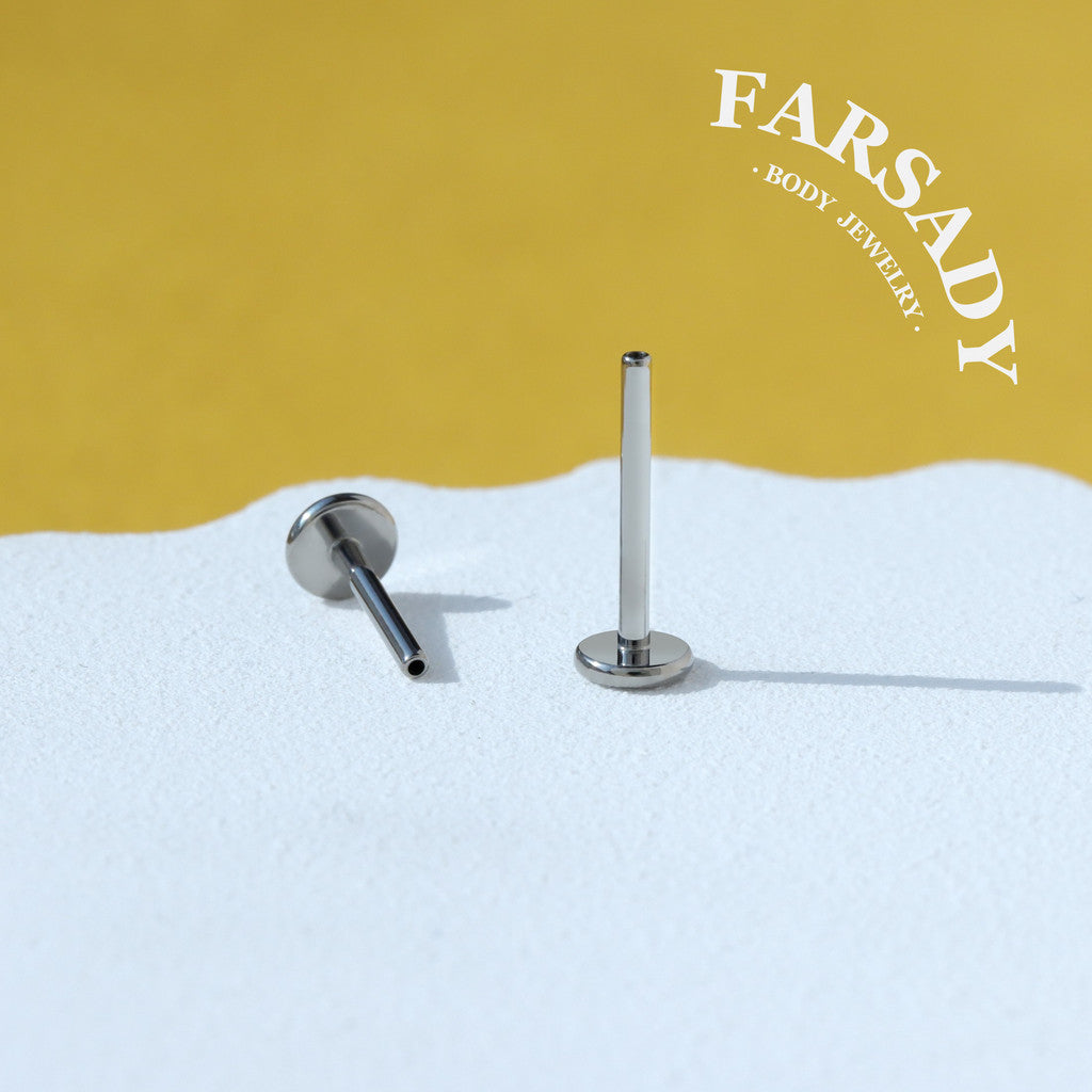 THREADLESS Post Replacement Silver 20G 18G 16G 5/6/8/10mm, Push-In Flat Back/helix/conch/tragus/nose stud, Piercing Jewelry Components