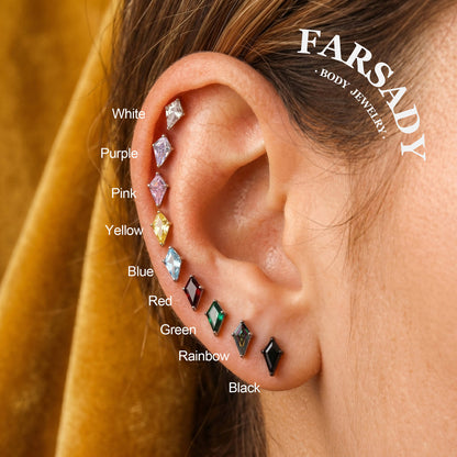Kite Chroma - F136 Titanium Colorful CZ Replacement Tops / Fits Internal Thread Ear Studs