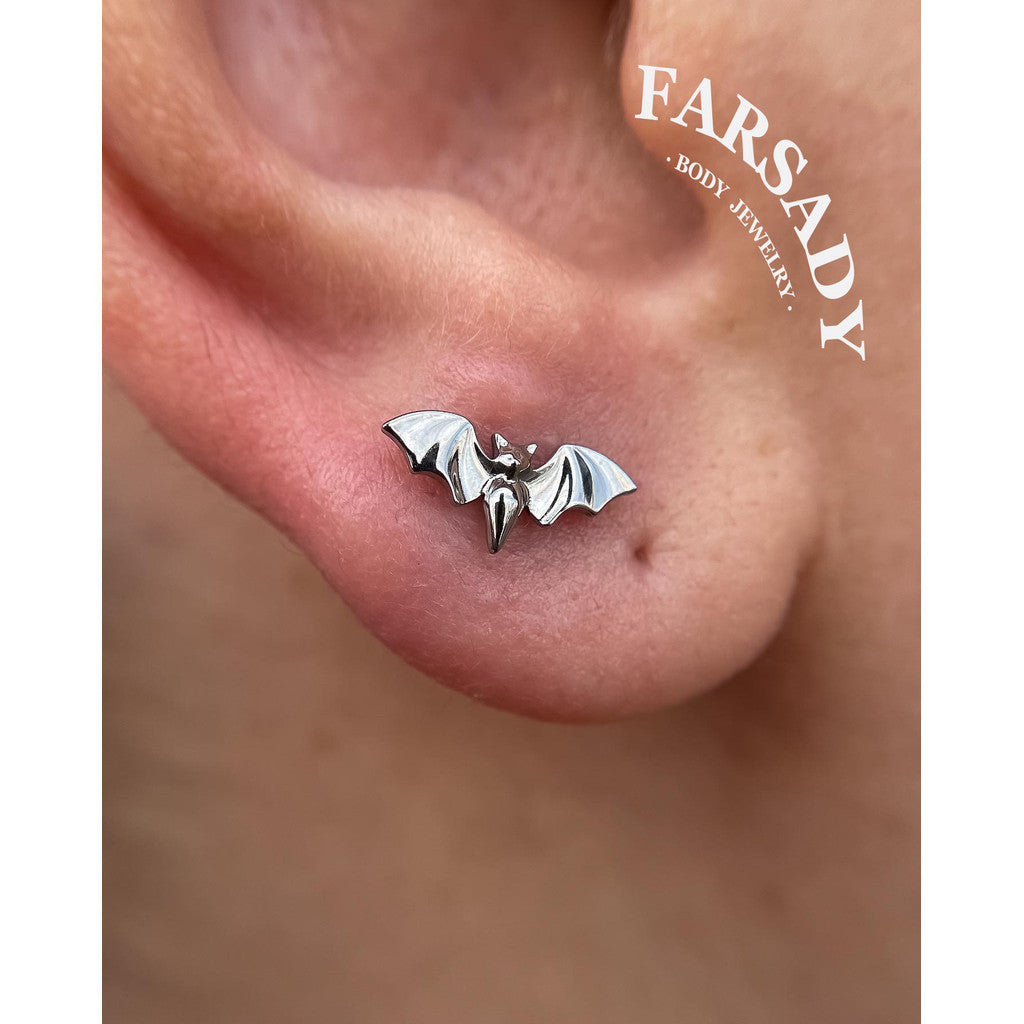 Nocturne Wing - F136 Titanium Internally Threaded Stud / Fits Cartilage Helix Tragus Lobe Nostril Piercing