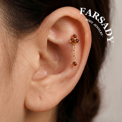 Crimson Drop - 925 Silver Threadless Stud / Fits Cartilage Helix Tragus Lobe Earring