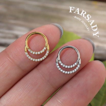 Dual Halo - ASTM F136 Titanium Hinged Clicker Hoop / Fits 16G Septum Ring Helix Conch Cartilage Earring