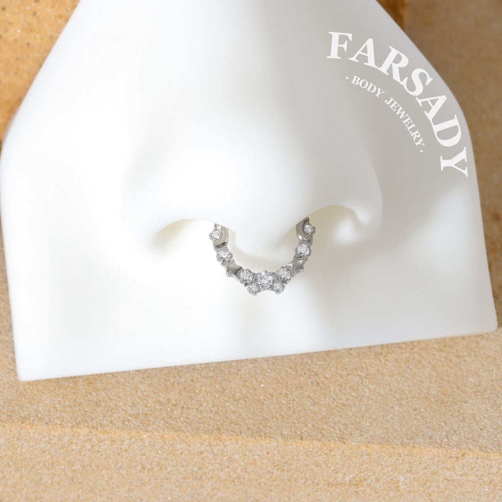 Lunar Constellation - F136 Titanium Hinged Clicker Hoop / Fits 16G Septum Ring Helix Conch Cartilage Earring