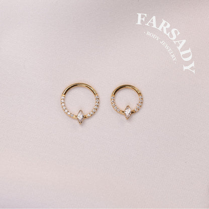 Marquise Arc - ASTM F136 Titanium Hinged Clicker Hoop / Fits 16G Septum Ring Helix Conch Cartilage Earring