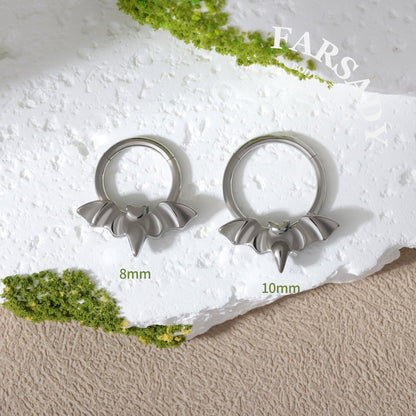 Bat Charm - F136 Titanium Hinged Clicker Hoop / Fits 16G Septum Ring Helix Conch Cartilage Earring
