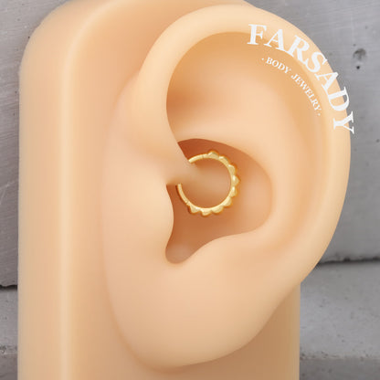 Scallop Edge - 316L Hinged Clicker Hoop / Fits 16G Septum Ring Helix Conch Cartilage Earring