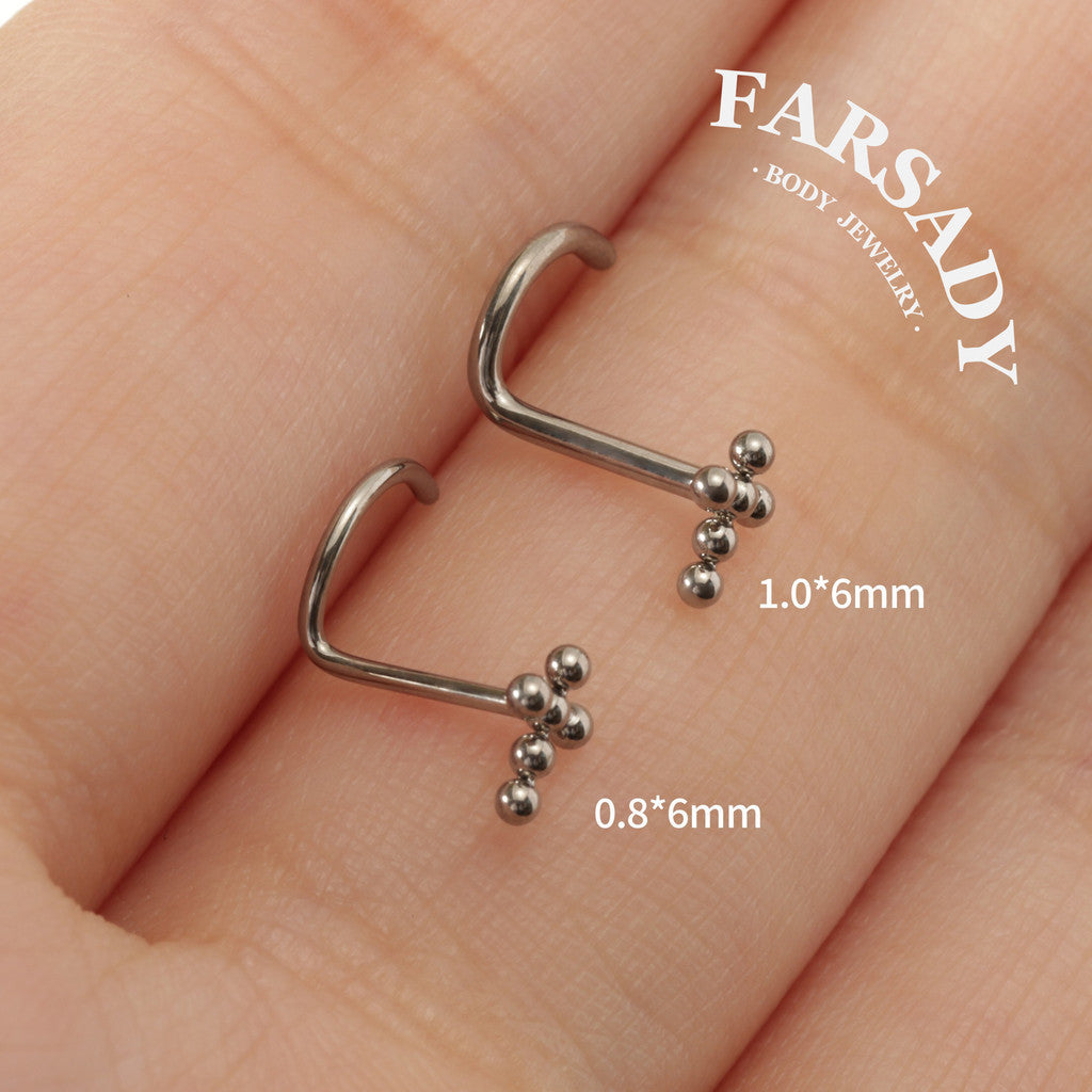 Sphere Cross  - F136 Titanium Screw End Stud / Fit 18G 20G Nose Ring