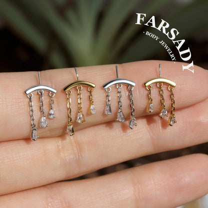 Triad Tear - Sterling Silver Push In Stud