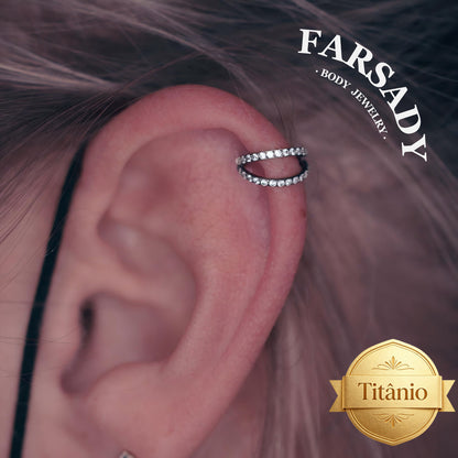18G Titanium CZ Hinged Conch Earring Nose Hoop  | Double Line Shine Nostril Clicker | Stainless Steel Helix Eyebrow Piercing 1.0*8mm/10mm Silvery Golden Cartilage Ear Jewelry