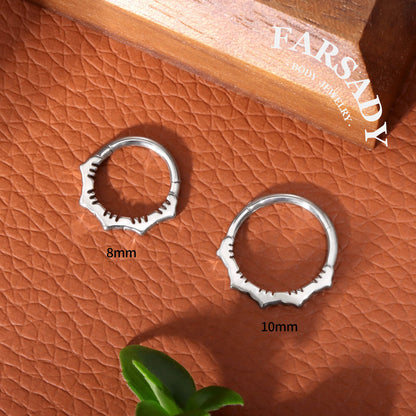 16G 316L Steel Flower Septum Ring Hinged Daith Helix Earring Silver Gold Septum Piercing Hoop 1.2*8mm 1.2*10mm Daily Wear Gift Jewelry for Women