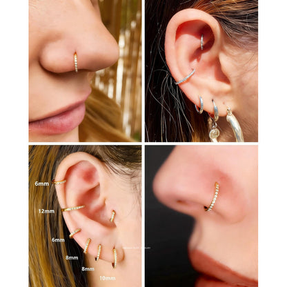 3pcs 18G/20G Titanium Nose Rings Hoops - Double Hoop Nose Ring  Hinged CZ Piercing Jewelry Septum Clicker Rings Cartilage Earring Helix Rook Tragus Daith 6mm/8mm/10mm