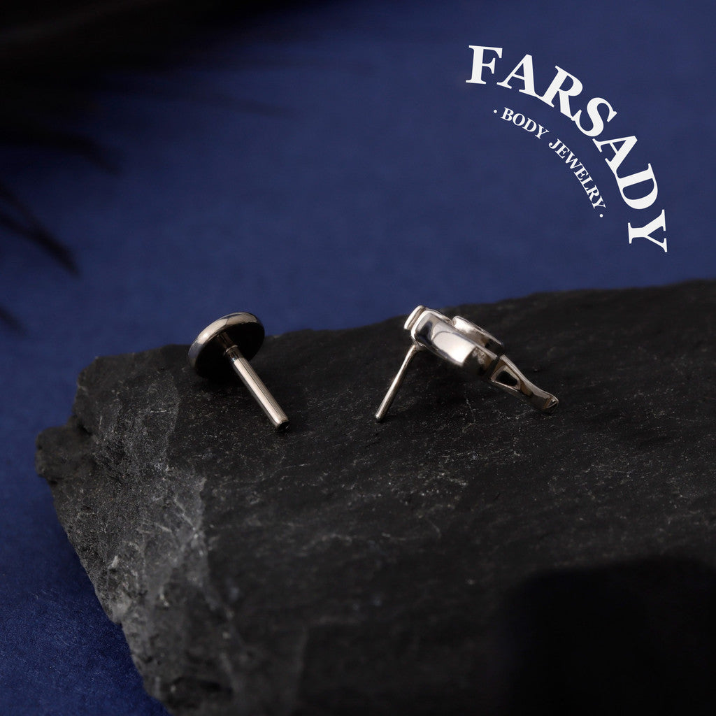 Flying Dragon Threadless Push In Helix Stud Earring| 18K Gold Plated Sterling Silver Flat Back Labret| Tragus Helix Conch Stud, Nose Stud