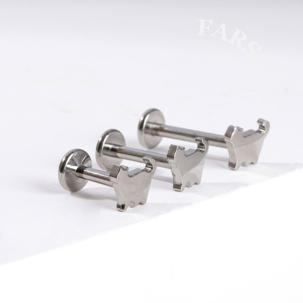 16G 18G Titanium Cute Cat Stud Earring, 1.2*6/8/10mm, Internally Threaded Stud, Flat Back Earring, Cartilage Stud, Tragus Stud, Gift Packaged