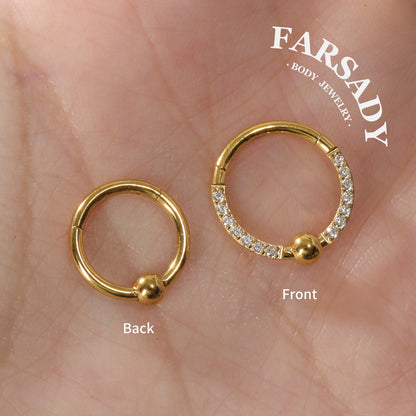 Bead Radiance - F136 Titanium Hinged Clicker Hoop / Fits 16G Septum Ring Helix Conch Cartilage Earring
