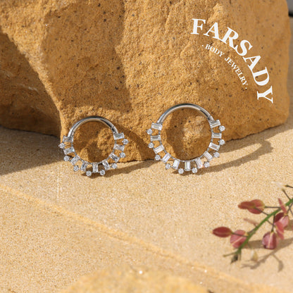 Ray Wreath - F136 Titanium Hinged Clicker Hoop / Fits 16G Septum Ring Helix Conch Cartilage Earring