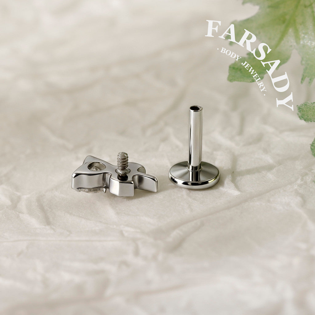 Heart Clover - F136 Titanium Internally Threaded Stud / Fits Cartilage Helix Tragus Lobe Nostril Piercing