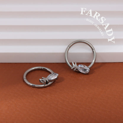 Spike Bloom - F136 Titanium Hinged Clicker Hoop / Fits 16G Septum Ring Helix Conch Cartilage Earring