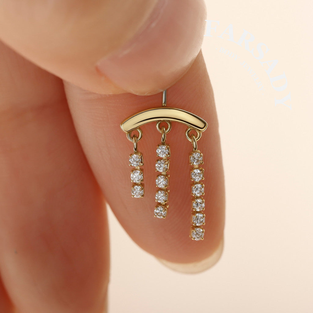Triple Lumen Chain - Sterling Silver Push In Stud