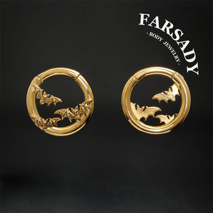 Bat Ear Weights Hanger Easy Clasp Heavy Piercing Earrings Stainless Steel Ear Gauges Silvery Ear Plugs 6G Weight Hangers for Stretched Earlobe