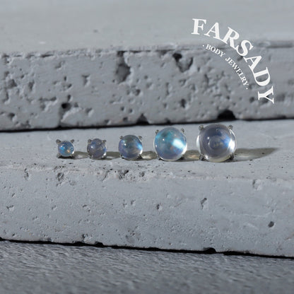 Selene Orb - F136 Titanium Natural Moonstone Replacement Tops / Fits Internal Thread Ear Studs