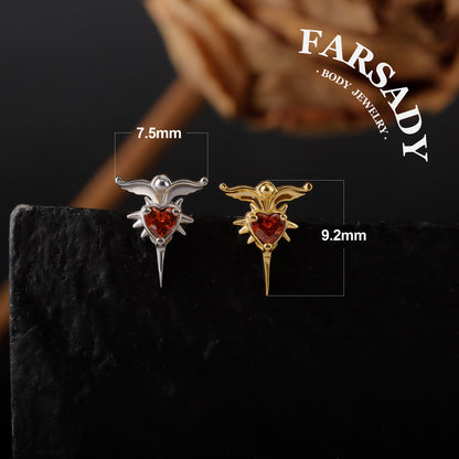Scarlet Wingthor - 925 Silver Threadless Stud / Fits Cartilage Helix Tragus Lobe Nostril Piercing
