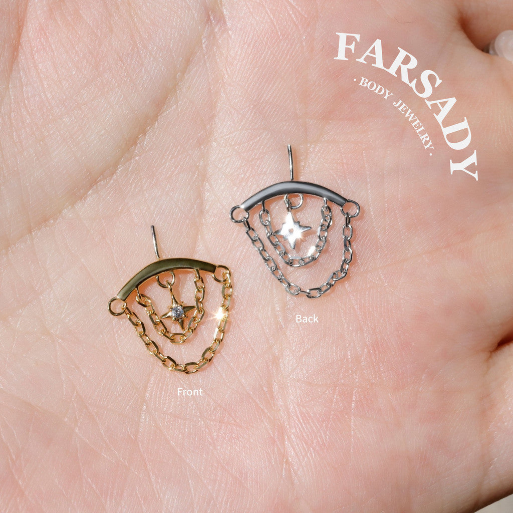 Captive Polaris - Sterling Silver Push In Stud / Fits Vertical Helix  Hidden Rook Piercing Jewelry