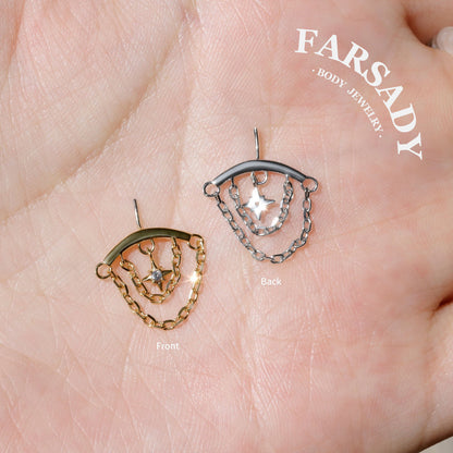 Captive Polaris - Sterling Silver Push In Stud / Fits Vertical Helix  Hidden Rook Piercing Jewelry