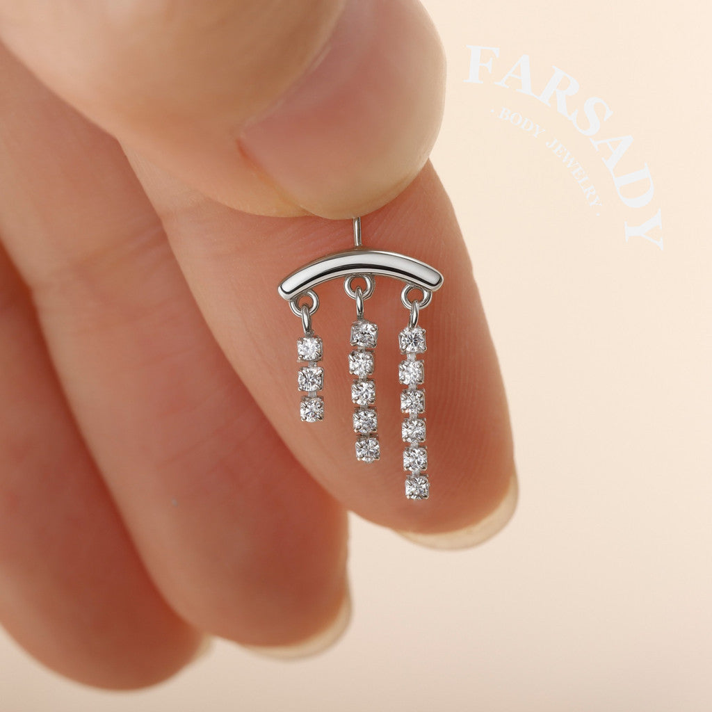 Triple Lumen Chain - Sterling Silver Push In Stud