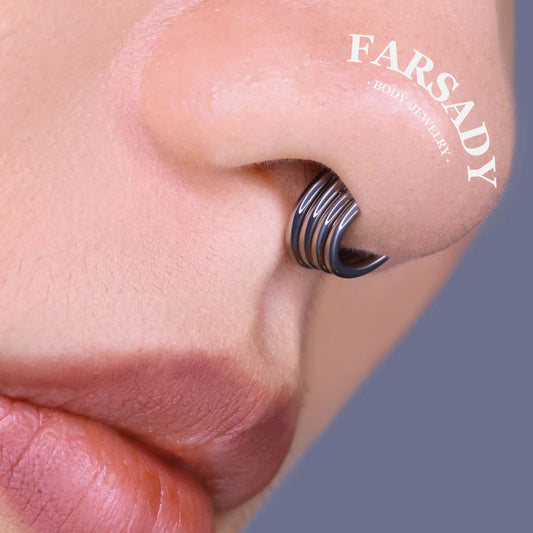 16G Titanium 5 Tier Septum Ring Hoop Earring Elegant Minimalist Piercing For Septum Helix Conch Daily Wear Body Jewelry With Gift Packaging