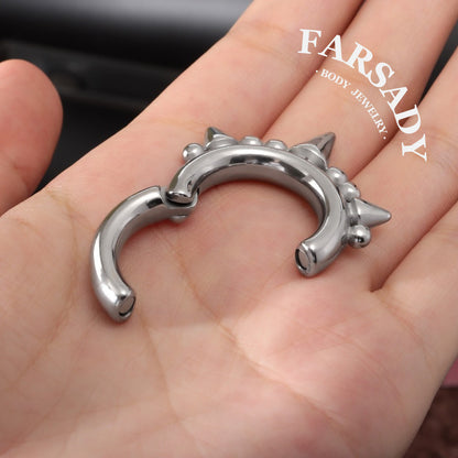 Spikes Ear Weights Hanger with Magnetic Clasp/2G Heavy Ear Stretchered Hoop/ 6mm Ear Gauges/ Stretched Earrings/ Steel Ear Hanger