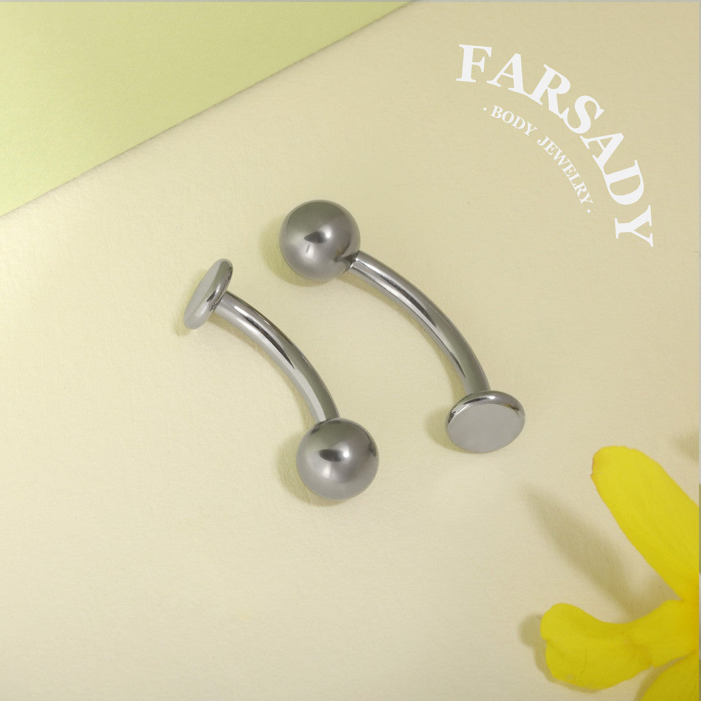 Plain Orb - F136 Titanium Internal Thread Curved Barbell / Fits 14G Navel Piercing