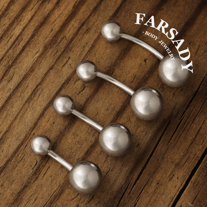 Dual Sphere - 925 Silver Belly Button Ring / Fits 14G Navel Piercing