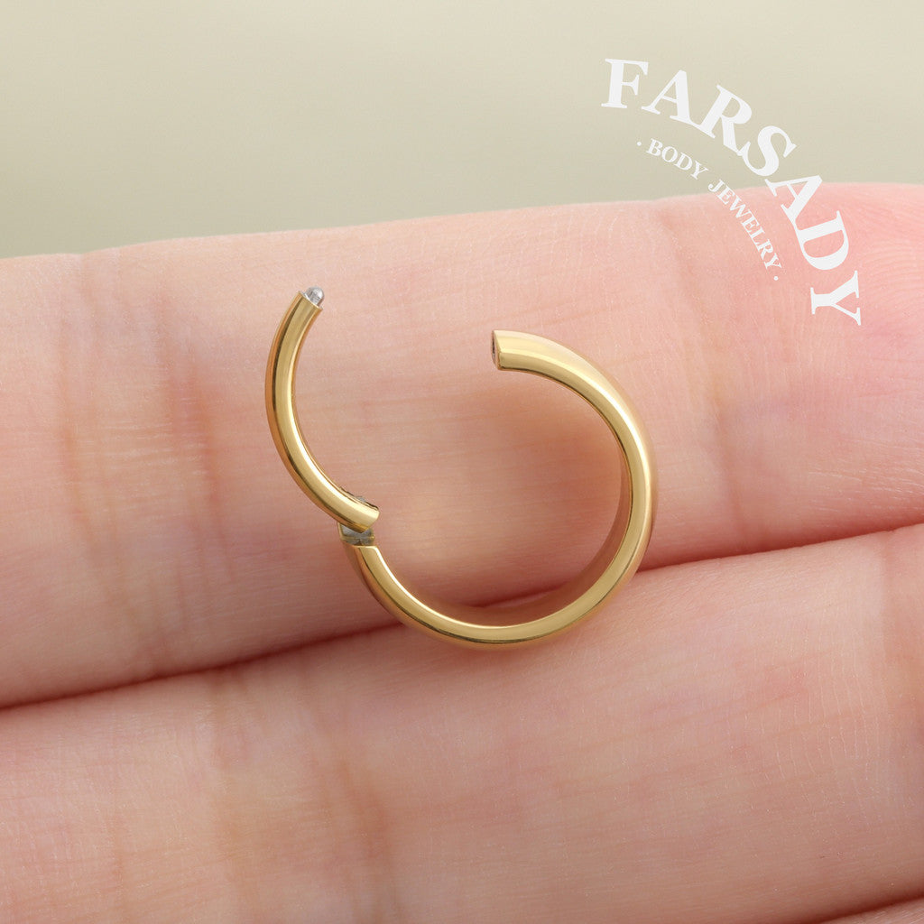Soft Arc - ASTM F136 Titanium Hinged Clicker Hoop / Fits 16G Septum Ring Helix Conch Cartilage Earring