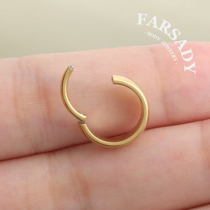 Soft Arc - ASTM F136 Titanium Hinged Clicker Hoop / Fits 16G Septum Ring Helix Conch Cartilage Earring