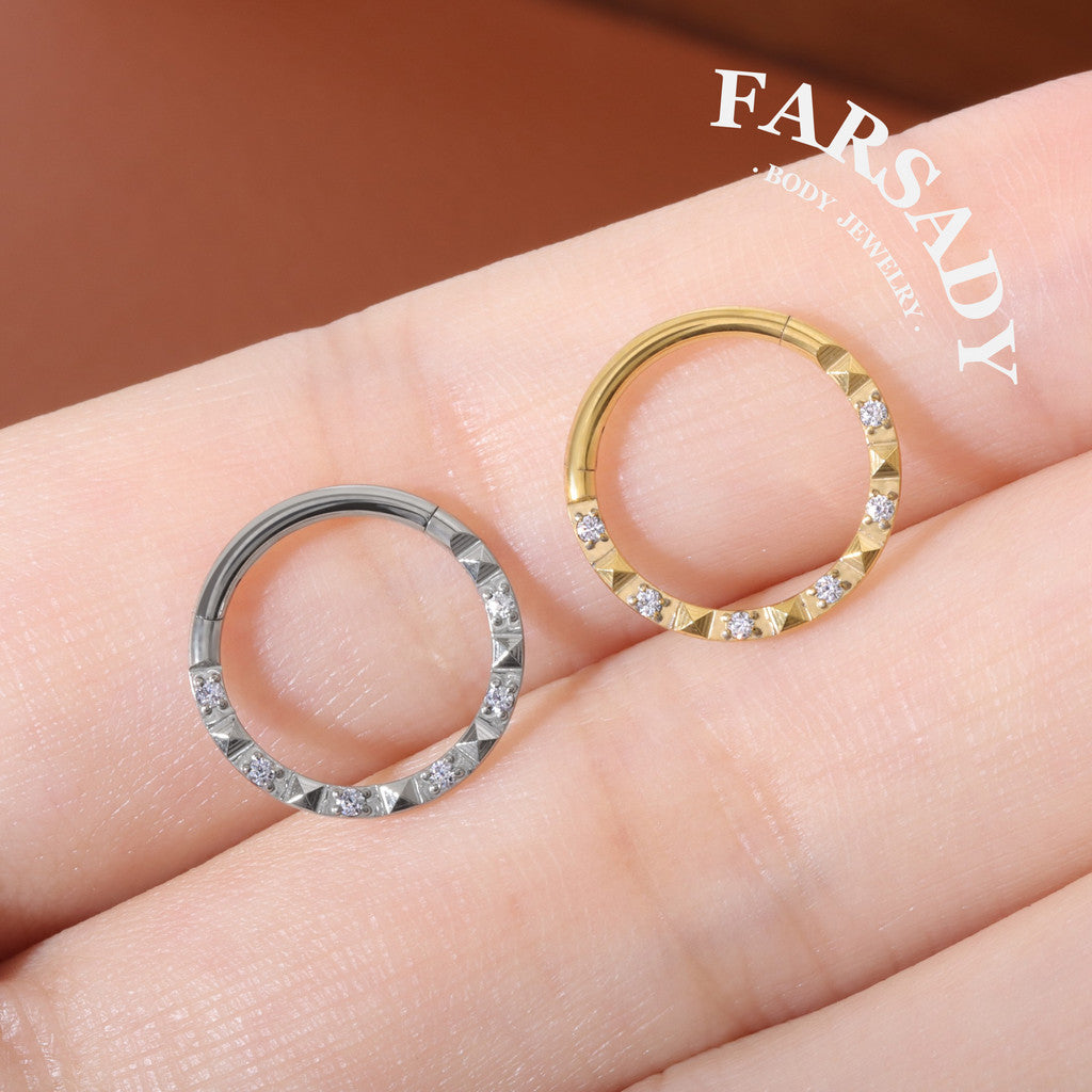 Sun Crest - ASTM F136 Titanium Hinged Clicker Hoop / Fits 16G Septum Ring Helix Conch Cartilage Earring