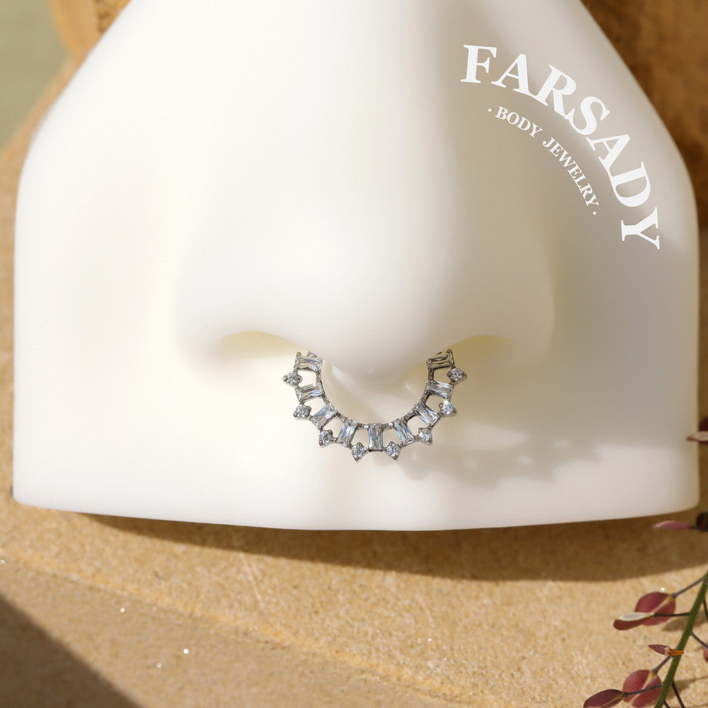 Ray Wreath - F136 Titanium Hinged Clicker Hoop / Fits 16G Septum Ring Helix Conch Cartilage Earring