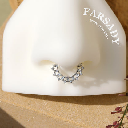 Ray Wreath - F136 Titanium Hinged Clicker Hoop / Fits 16G Septum Ring Helix Conch Cartilage Earring