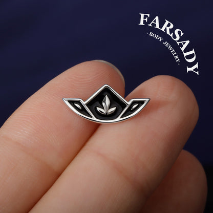 Crest Sprout - 925 Silver Threadless Stud / Fits Cartilage Helix Tragus Lobe Nostril Piercing