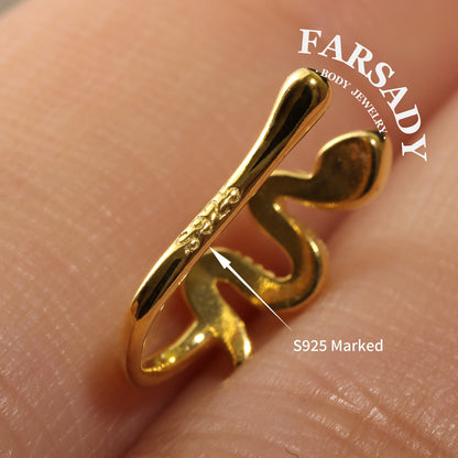 Golden Serpent Coil - 925 Silver Fake Nose Ring / Fit Non-Pierced Nose Ring