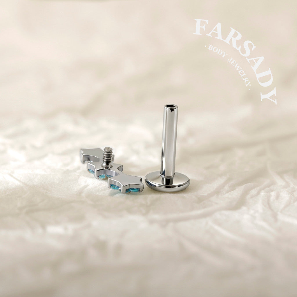 Triple Bloom - F136 Titanium Internally Threaded Stud / Fits Cartilage Helix Tragus Lobe Nostril Piercing