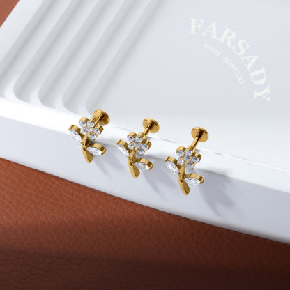 Sprout Bloom - F136 Titanium Internally Threaded Stud / Fits Cartilage Helix Tragus Lobe Piercing